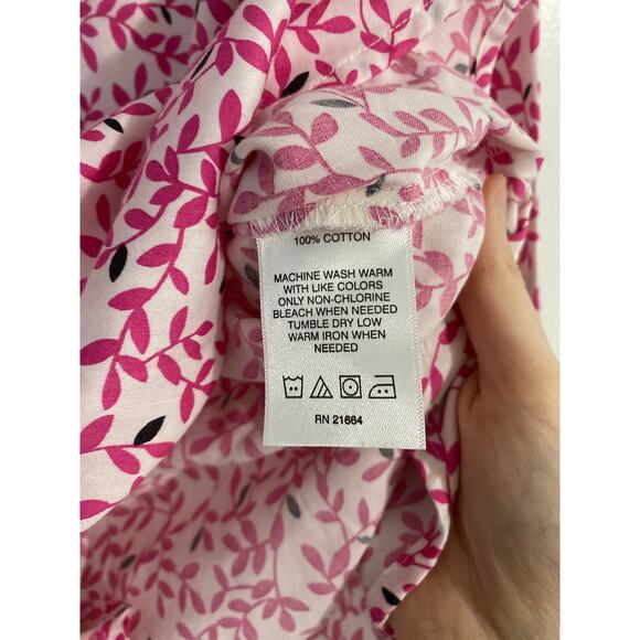 Foxcroft for Appleseeds button down top women’s 6 petite pink printed cotton - Picture 4 of 5